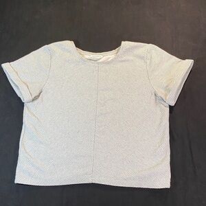 Striped White And Black Woman Medium Club Monaco Short T-Shirt Wide And Casuel